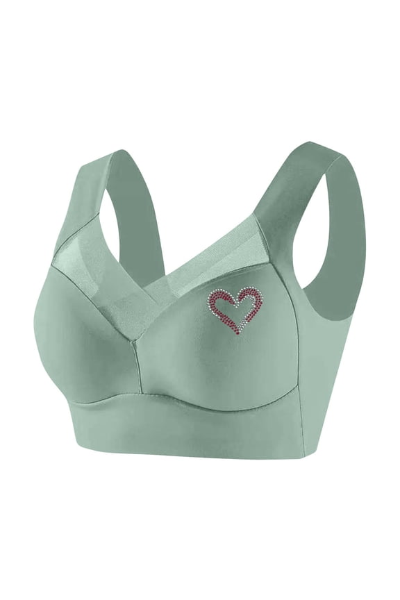 Mesh Bras for Women No Underwire Seamless Padded Bras Back Smoothing Bra Jelly Full Coverage Bra Comfy Push Up Bras Green,XXXXXXL