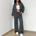 thumbnail image 1 of UPPADA Navy 2 Piece Set for Women,2 Piece Sets for Women Fall Winter Clothes Sets Crop Hoodies Pullover Tops and Sweatpants Trendy Matching Set Plus Size Clothing Dark Gray,L, 1 of 7
