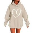 thumbnail image 1 of UPPADA Oversized Hoodies for Women Graphic Trendy Heart Sweatshirts Hooded Sweatshirts Loose Fit Pullover Hoodies with Pockets Khaki,S, 1 of 5