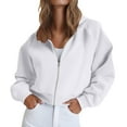 thumbnail image 1 of UPPADA Oversized Side Zipper Sweatshirt for Women Solid Drawstring Basic Hoodies Pullover Tops Lightweight Fall Outwear with Pockets White,XXL, 1 of 6