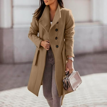 UPPADA Pea Coats for Women Womens Fashion Winter Long Trench Coat Jackets Notch Collar Open Front Cardigans Outwear