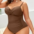 thumbnail image 1 of UPPADA Plus Size Bathing Suits for Curvy Women One Piece Bathing Suit Tummy Control Cute One Piece Swimsuit Standard Shoulder Strap Full Coverage Bathing Suits Coffee,XXXXL, 1 of 3