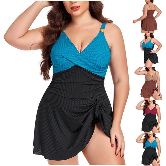 UPPADA Plus Size Bathing Suits Womens Tummy Control Wrap Front Tankini Swimsuits One Piece Swimdress Ruched Side Tie Comfy Stretchy Swimwear Green,XXXXL