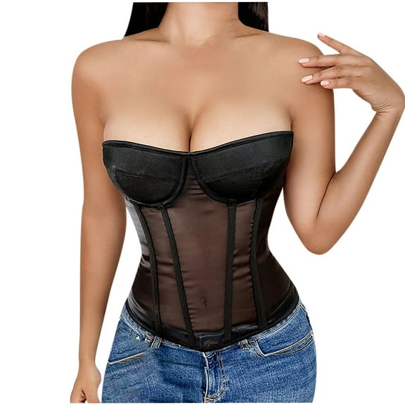 UPPADA Plus Size Corset Top Clearance,Women Corset Bustier Push up Lingerie Top Shapewear Overbust Cincher Top Lace up Corset Basque Overbust Corset Plus Size