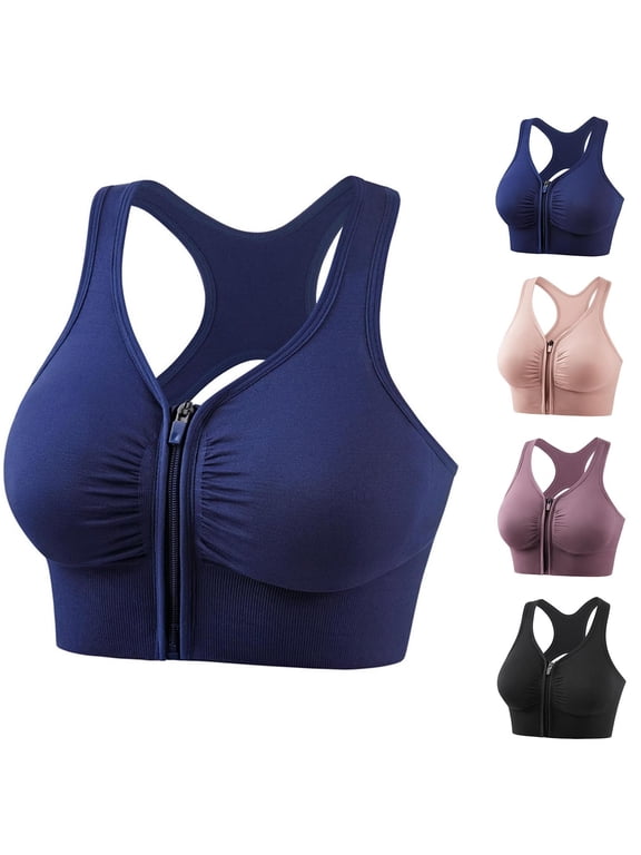 Plus Size Front Closure Bras for Women Wireless Design Bras Push Up Effect Bras Back Fix Bras Soft Texture Bras Adjustable Straps Bras Daily Comfort Bras,Navy,S