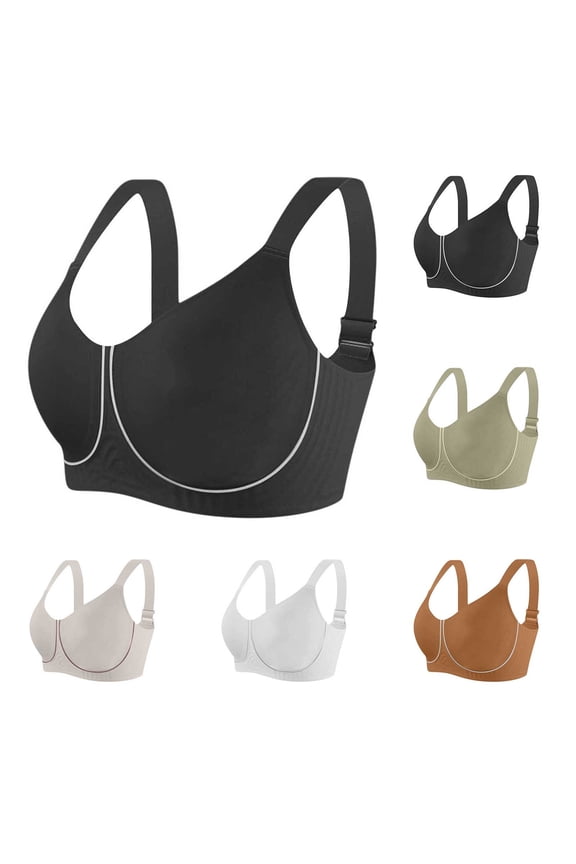 Plus Size Front Closure Bras for Women Wireless Design Bras Push Up Effect Bras Back Fix Bras Soft Texture Bras Adjustable Straps Bras Daily Comfort Bras,Army Green,XL