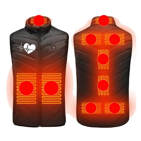 UPPADA Plus Size Heated Vest for Men Women Lightweight Usb Electric Heated Jacket with 9 Heating Levels for Cycling Skiing and Fishing Washable Heated Jacket Outdoor