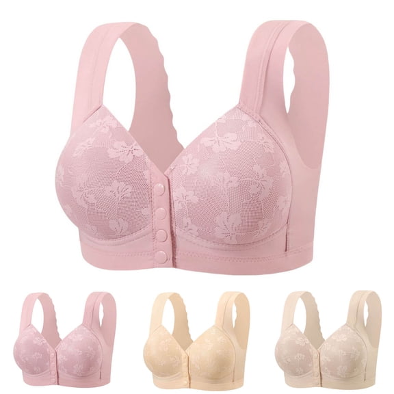 UPPADA Plus Size Minimizer Bras for Women Wireless Design Bras Full Coverage Bras Back Smoothing Bras Wide Shoulder Straps Bras Soft Cup Bras Daily Wear Bras,Pink,40