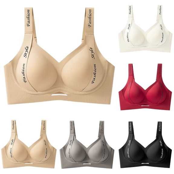 UPPADA Plus Size Minimizer Bras for Women Wireless Design Bras Push Up Function Bras Back Smoothing Bras Wide Straps Bras Soft Cup Bras Daily Comfort Bras,White,L
