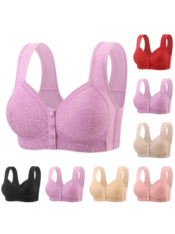 Plus Size T-Shirt Bras for Women No Underwire Bras Underarm Smoothing Bras Wide Band Push Up Back Comfy Fix Bras Small Breast Fit Bras,Purple,46