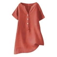 thumbnail image 1 of UPPADA Plus Size Tops for Women Dressy Long Sleeve Shirts Solid Color Linen Blouses Button Up V-Neck Pullover Causal Tee, 1 of 4
