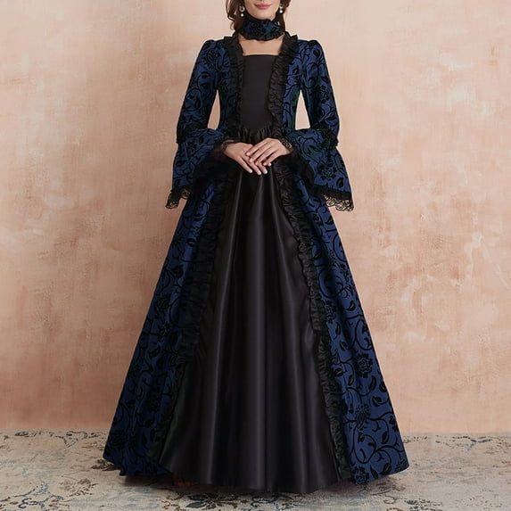 UPPADA Plus Size Victorian Dress for Women Lace Up Flare Sleeve Ball Gown with Corset Evening Party Maxi Gowns Vintage Cocktail Dress Wedding Dresses