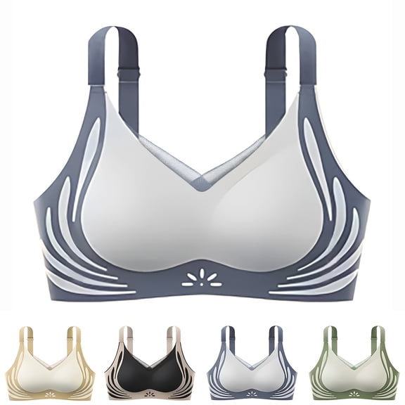 UPPADA Plus Size Wireless Bras for Women Lace Detail Bras Full Support Bras Back Fix Bras Wide Band Bras Soft Texture Bras All-Day Comfort Bras,Green,M
