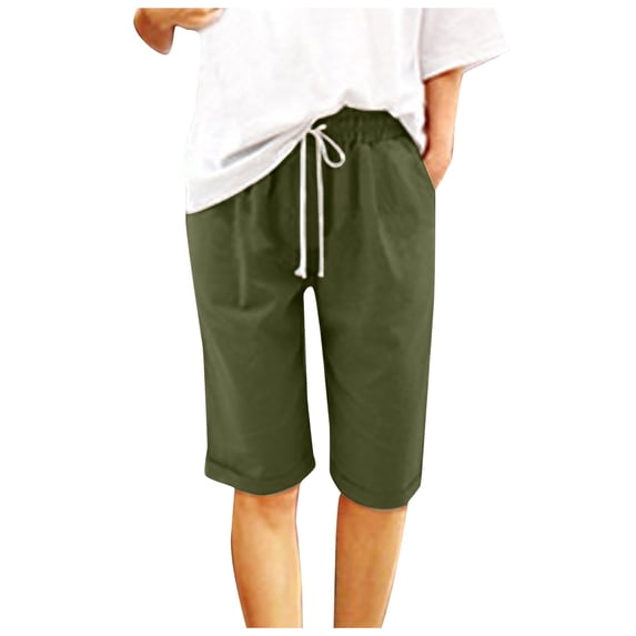 UPPADA Day 2025 Date Linen Shorts for Women Summer Bermuda Short Pants Casual Drawstring Sweatshorts Athletic Cargo Shorts with Pockets Workout Shorts Women