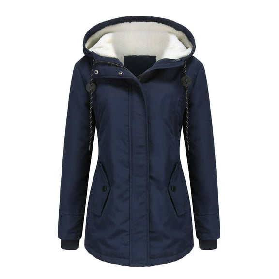 UPPADA Puffer Jacket for Women Plus Size Puffer Pullover Jacket Hooded Overcoats Knee Length Puffer Coat with Pockets Dark Blue,5xl Winter Jacket for Women