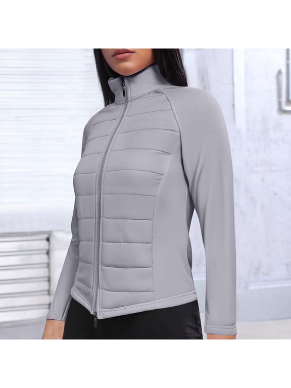 Puffer Jacket Women Winter Coats Casual Lightweight Down Jackets Packable Solid Color Puffer Coats Warm Winter Outwear,Womens Fleece Coat Gray,XXL