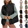 thumbnail image 1 of UPPADA Puffer Vest for Women Lightweight Sleeveless Down Vest Solid Color Zip up Outwear Winter Warm Padded Jackets Fall Quilted Coats with Pockets abrigos de invierno para mujer Black,L, 1 of 8