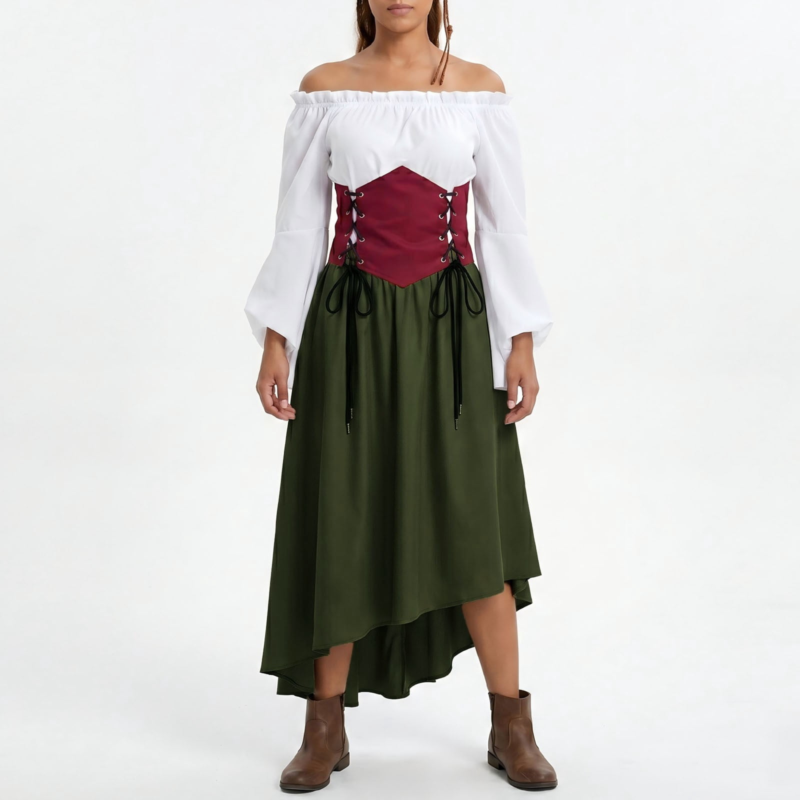 UPPADA Renaissance Corset Dress for Women Vintage Double Layer Non ...