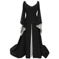 thumbnail image 1 of UPPADA Renaissance Medieval Long Dress for Women Vintage Costume Goth Plus Size Irish Over Dresses V Neck Maxi Gown, 1 of 4
