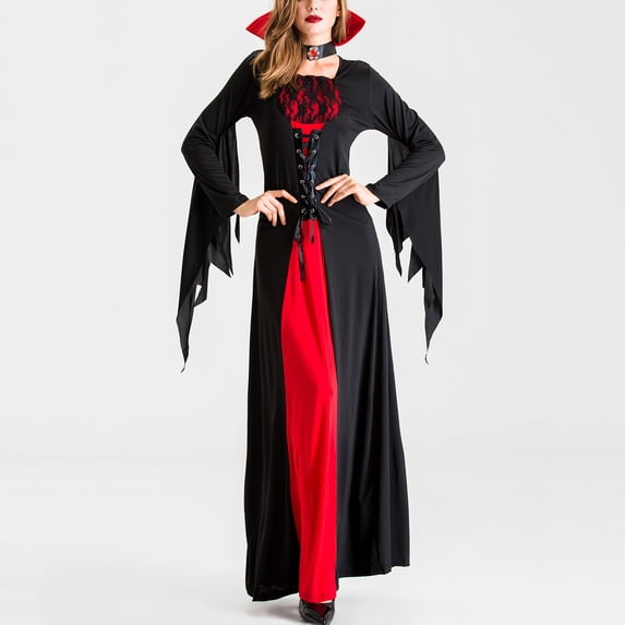 UPPADA Renaissance Witch Costume Women Medieval Corset Batwing Sleeves Maxi Dress for Halloween Masquerade Pirate Themed Party Black,L
