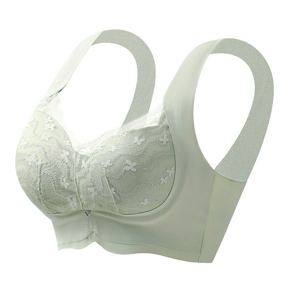 UPPADA Seamless Bras for Women Front Closure No Underwire Padded Bras Full Support Push up Bras Soft Comfort Bralette Bras Savings Green,XL