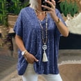 thumbnail image 1 of UPPADA Sequin Tops for Women Sparkle Coctail Party Blouse Dressy Shimmer Glitter Tops Holiday Club Sparkle Shirts Short Sleeve Summer Tees, 1 of 5