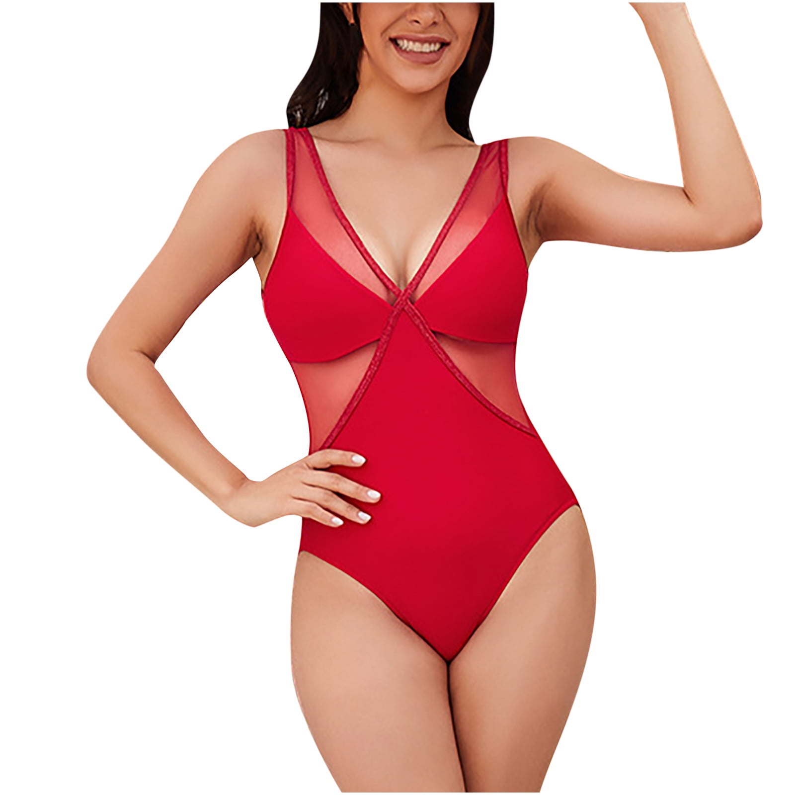 UPPADA Sheer Mesh One Piece Tankini Bathing Suits Womens