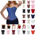 thumbnail image 1 of UPPADA Strapless Corset Tops for Women Bustier Lace Up Corset Top Strapless Overbust Boned Waist Shapewear with Boning and Adjustable Lacing Red,XL, 1 of 6