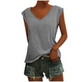 thumbnail image 1 of UPPADA Summer Cap Sleeve Tops for Women, Women's Solid Blouse Summer Crew Neck Tops Loose Fit Casual T Shirts Soft Tunic, 1 of 5