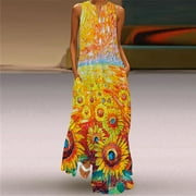 UPPADA Cocktail Dresses for Women Plus Size Summer Dresses for Women 2024 Dressy Casual Maxi Dress Sleeveless Vneck Trendy Sundresses Graphic Printed Dress With Pockets Prime Lightning Deals Today