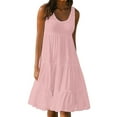 thumbnail image 1 of UPPADA Summer Dresses for Women Beach Boho Tank Dress Sleeveless Vintage Floral Flowy Shirt Sundresses Pleated Casual Loose Vacation Dress Past Orders History Pink,XXL, 1 of 7