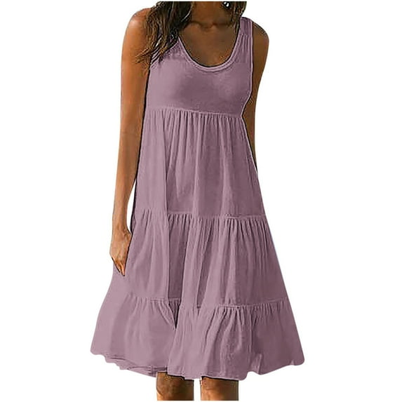 UPPADA Summer Dresses for Women 2024 Sleeveless Dress Solid Gradient Jumpers Swing A Line Sundress Boho Vacation Sundresses