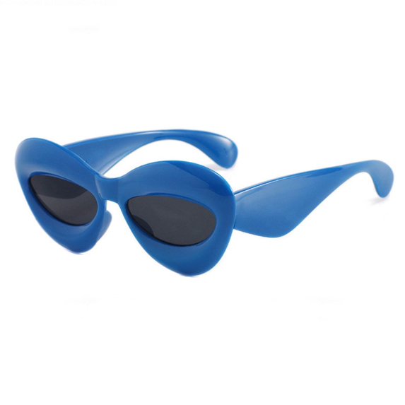Cat's eye sunglasses 2023 new catwalk sunglasses cute candy color sunglasses concave shape