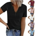 thumbnail image 1 of UPPADA Summer Saving Womens Summer Tops Under $5 Short Sleeve V-Neck Shirts Solid Color Ribbed Blouses Dressy Casual Pullovers,Womens Summer Tops, 1 of 7