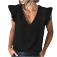 thumbnail image 1 of UPPADA Summer Sleeveless Tops for Women, Womens Summer Sleeveless Ruffle Tanks Tops Solid V Neck Blouses Casual T-Shirts, 1 of 7