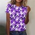 thumbnail image 1 of Summer Savings Clearance 2024 UPPADA Summer Tops for Women 2024 Alzheimers Awareness Shirts Round Neck Dressy Casual Blouses Purple Ribbon Support Shirts Dementia Alzheimers Tshirts,Alzheimers Shirts, 1 of 5