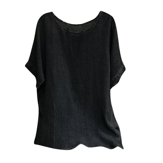 Summer Savings Clearance 2024! UPPADA Summer Tops for Women, Women's Cotton Linen Tops Summer Short Sleeve T Shirts Loose Blouse Dressy Casual Tunic
