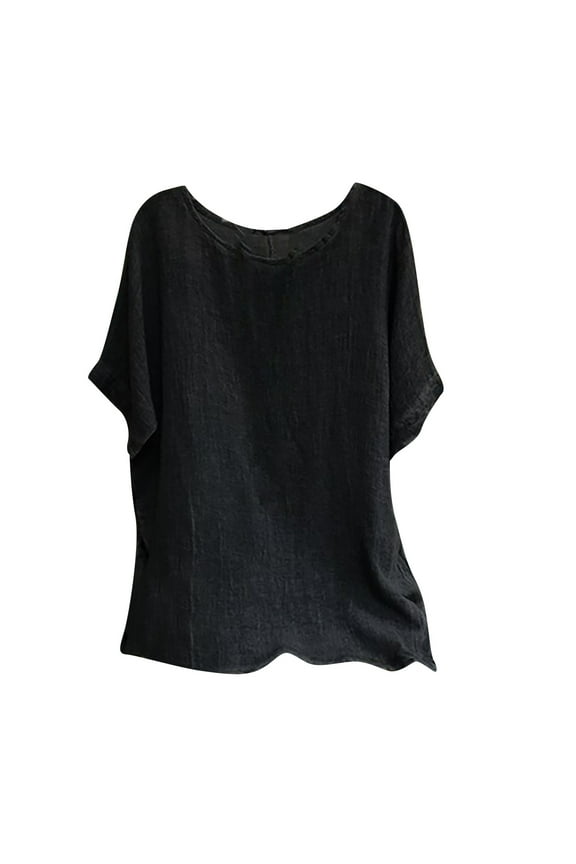 Summer Tops for Women, Women's Cotton Linen Tops Summer Short Sleeve T Shirts Loose Blouse Dressy Casual Tunic
