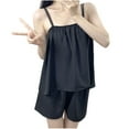 thumbnail image 1 of UPPADA Summer Womens Pajama Set Two-Piece Pjs Sets Plus Size Cami and Shorts Pajama Set Soft Sleepwear Loungewear Nightwear Sets Black,L, 1 of 3
