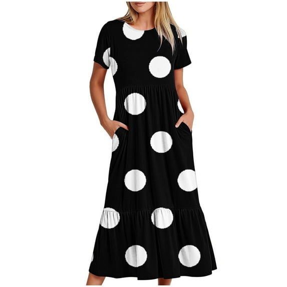 UPPADA Sundresses for Women Plus Size Summer Dresses for Women Casual Tshirt Dress Short Sleeve Floral Print Sundress Beach Dress with Pockets Vestidos Elegantes De Mujer