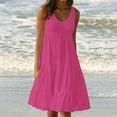 thumbnail image 1 of UPPADA Sundresses for Women Sleeveless Cute Mini Dress Tiered Summer Flowy Boho Sundress Beach Casual Beach Resort Wear Vacation Sun Dresses Spring Summer Tank Dress Hot Pink,M, 1 of 7