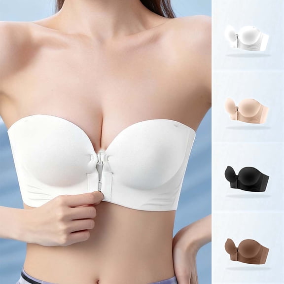 UPPADA Support Bras for Older Women Lift Design Bras No Underwire Bras Padded Bras Plus Size Full Coverage Bras Double Full Coverage Bras Soft Bras,Beige,L