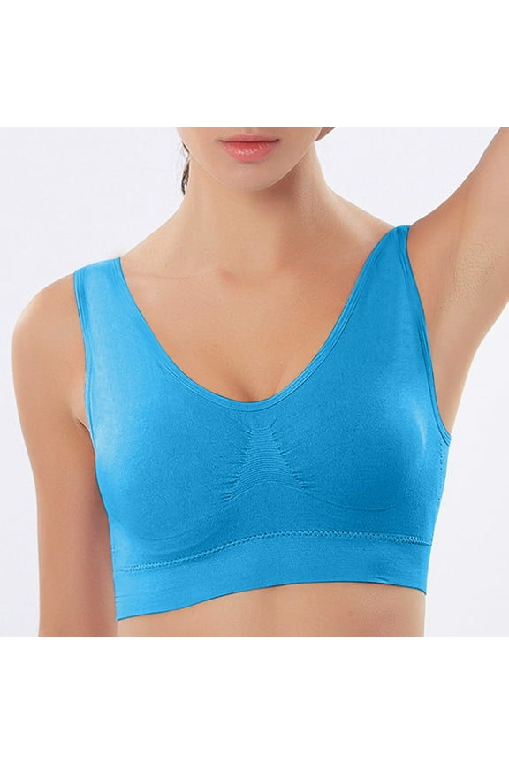 Supportive Bras for Women Bras Underoutfit Padded Bralettes Wireless Padded Bra,Blue L