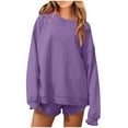 thumbnail image 1 of UPPADA Sweatshirts for Women Trendy Classic Solid Pullover Tops Dressy Long Sleeve Shirts Fall Winter Outfit Casual Streetwear Purple,M, 1 of 5