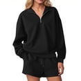 thumbnail image 1 of UPPADA Sweatsuit Sets for Women 2 Piece Zipper Outfits V Neck Sets Ladies 2 Piece Pants Sets Casual Lounge Sets Summer Shorts Sets Black,L, 1 of 7