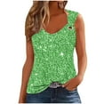 thumbnail image 1 of UPPADA Tank Top for Women Loose Fit 2024 Vest Sleeveless V-Neck Casual Tank Tops Suspender Sparkly Print Camisole Tops Camisetas Deportivas para Mujer,Green-Small, 1 of 4