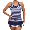 thumbnail image 1 of UPPADA Tankini Bathing Suits for Women High Waisted 2 Piece Swimsuits V Neck Swim Skirts with Short Bathing Suits Tummy Control Set Tankini Swimsuits for Women Clearance,Blue,S, 1 of 6