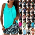 thumbnail image 1 of UPPADA Tankini Swimsuits for Women Floral Print Two Piece Bathing Suits Tummy Control Modest Swimsuit Blouson Swim Tops with Boy Shorts Plus Size Tankini Swimsuits for Women Clearance,Purple,XL, 1 of 7