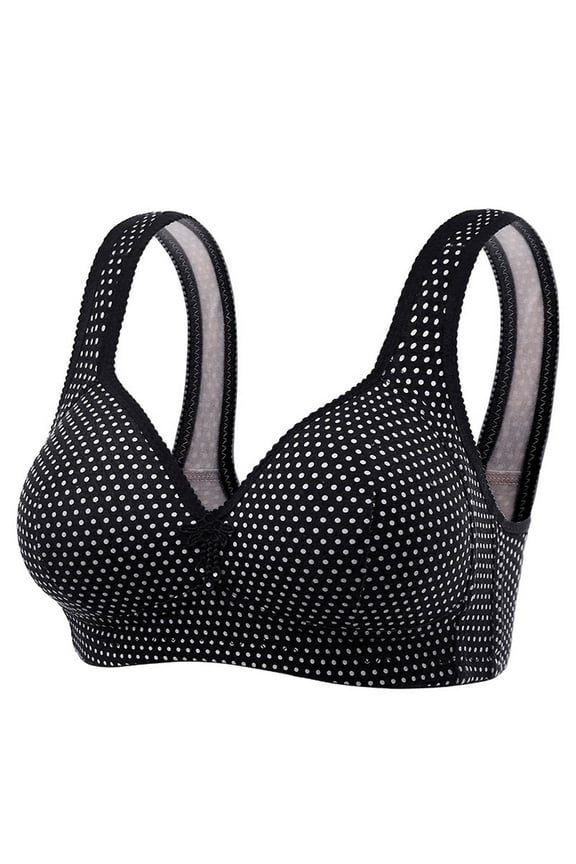 Thick Band Bras for Women Back Support Bras Bras No Underwire Plus Size Wireless Bra,Black S