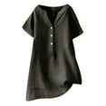 thumbnail image 1 of UPPADA Tops for Women Summer Cotton Linen Shirts Solid Color Shirt 3/4 Sleeve Tees Buttons V-Neck Blouse Classic-Fit Blouse, 1 of 4